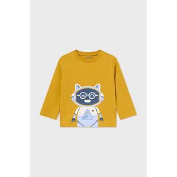 Mayoral longsleeve din bumbac pentru bebeluși culoarea galben, cu imprimeu, 2040