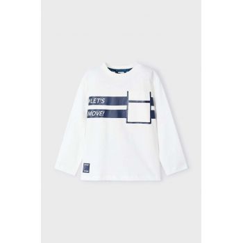 Mayoral longsleeve din bumbac pentru copii culoarea bej, cu imprimeu, 4058