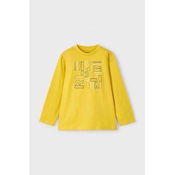 Mayoral longsleeve din bumbac pentru copii culoarea galben, cu imprimeu, 173