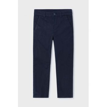 Mayoral pantaloni de bumbac pentru copii culoarea albastru marin, neted, 513