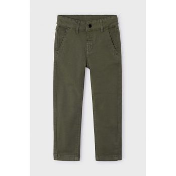 Mayoral pantaloni de bumbac pentru copii relaxed fit culoarea verde, neted, 4541