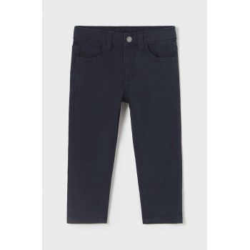 Mayoral pantaloni de bumbac pentru copii slim fit basic culoarea albastru marin, neted, 563