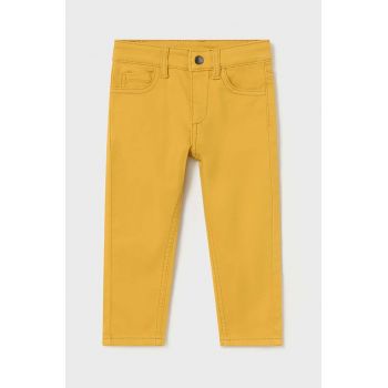 Mayoral pantaloni de bumbac pentru copii slim fit basic culoarea galben, neted, 563