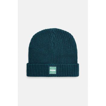 Puma caciula din bumbac Classics Graphic Short Beanie culoarea verde, bumbac, 025680