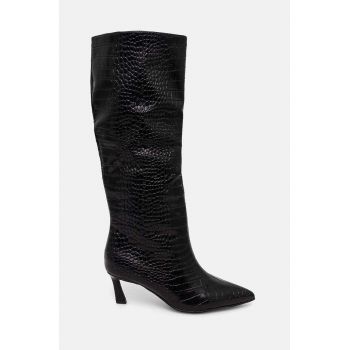 Steve Madden ghete de piele Lavan femei, culoarea negru, cu toc cui, SM11003290