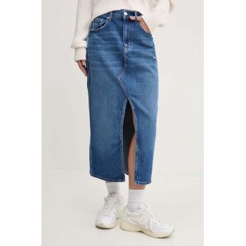 Tommy Jeans fustă din denim midi, dreaptă, DW0DW18225