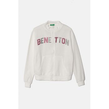 United Colors of Benetton hanorac de bumbac pentru copii culoarea alb, modelator, 3J68C503Y