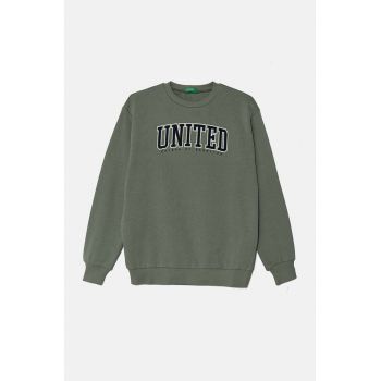 United Colors of Benetton hanorac de bumbac pentru copii culoarea verde, cu imprimeu, 3J68C10JM