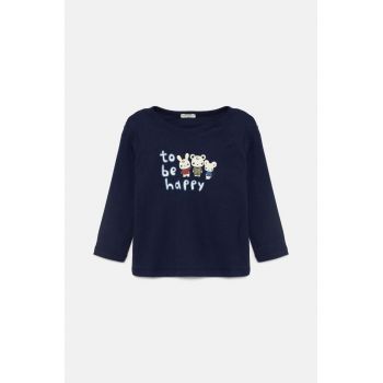 United Colors of Benetton longsleeve din bumbac pentru bebeluși culoarea albastru marin, 3I9WA1057