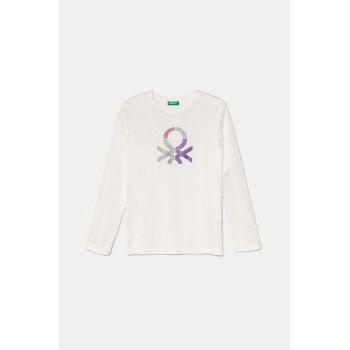 United Colors of Benetton longsleeve din bumbac pentru copii culoarea alb, 3I9WC10JR