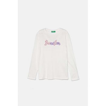 United Colors of Benetton longsleeve din bumbac pentru copii culoarea alb, 3I9WC10JR