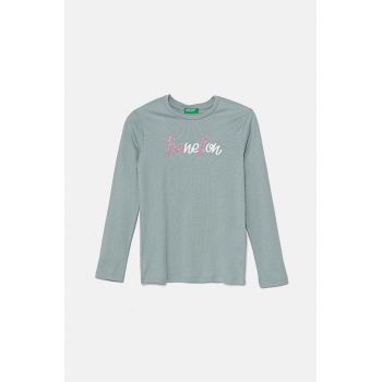 United Colors of Benetton longsleeve din bumbac pentru copii culoarea verde, 3I9WC10JR