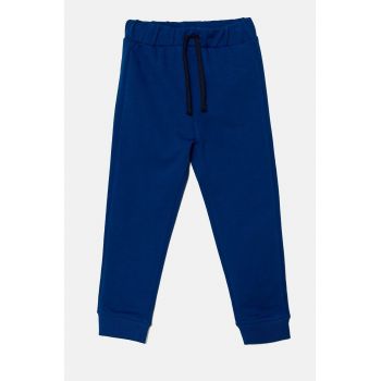 United Colors of Benetton pantaloni de trening din bumbac pentru copii culoarea albastru marin, neted, 3J70GF010