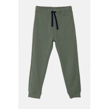 United Colors of Benetton pantaloni de trening din bumbac pentru copii culoarea verde, neted, 3J68CF058