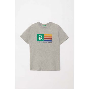 United Colors of Benetton tricou de bumbac pentru copii culoarea gri, cu imprimeu, 3I1XC10JL