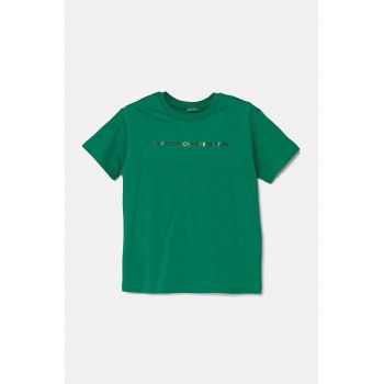 United Colors of Benetton tricou de bumbac pentru copii culoarea verde, cu imprimeu, 3I1XC10JL