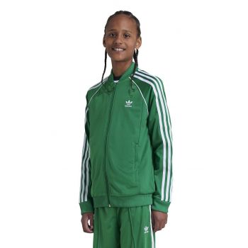 adidas Originals bluza copii SST TRACK TOP culoarea verde, cu imprimeu, IY7458