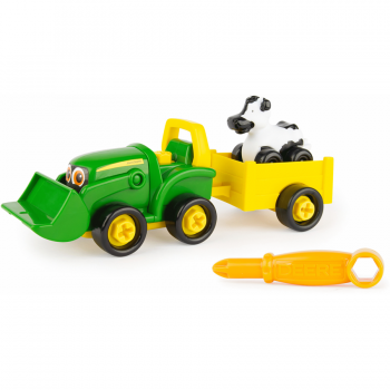 Jucarie de Asamblat John Deere Construiti Un Prieten Bonnie Tractorul cu Remorca Verde/Galben