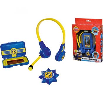 Jucarie Fireman Sam Police Headset and Smartphone, Role Play (Blue/Yellow)