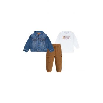 Levi's compleu bebe TRUCKER TEE & CARGO JOGGER culoarea alb, 6EL315