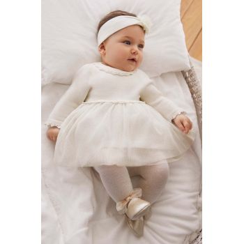 Mayoral Newborn rochie bebe culoarea bej, mini, evazati, 2806