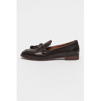 Pantofi loafer de piele ecologica cu canaf