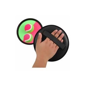 Set 2 Palete Cu Minge Si Arici Model Arunca Si Prinde Prindere Velcro Roz Verde 18 cm Diametru Catch  Toss Ball