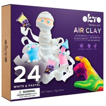 Set de Creatie Air Clay 24 Culori White&Pastel