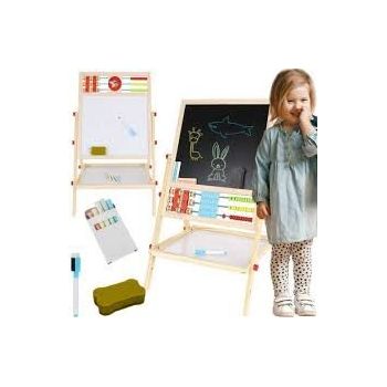 Tabla Magnetica Copii De Scris Cu Doua Fete Din Lemn Educativa Cu Suport Si Accesorii Abac 67 x 41 x 32 cm