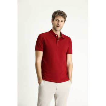 Tricou polo din bumbac cu model uni