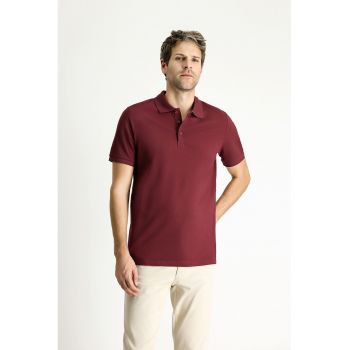 Tricou polo din bumbac cu model uni