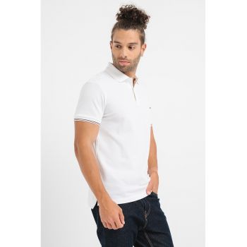 Tricou polo slim fit din amestec de bumbac organic