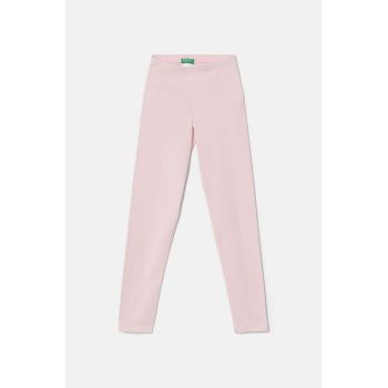 United Colors of Benetton leggins copii culoarea roz, neted, 3MT1CF02G