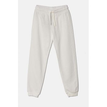 United Colors of Benetton pantaloni de trening din bumbac pentru copii culoarea alb, neted, 3J68CF02H