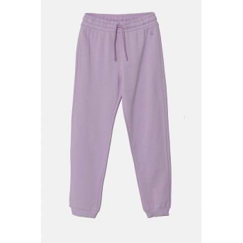 United Colors of Benetton pantaloni de trening din bumbac pentru copii culoarea violet, neted, 3J68CF02H