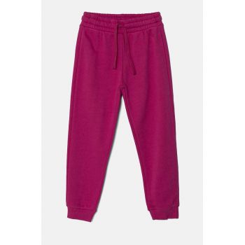 United Colors of Benetton pantaloni de trening din bumbac pentru copii culoarea violet, neted, 3J68CF02H