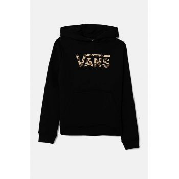 Vans bluza copii GR FELIDAE DROP PO culoarea negru, cu glugă, cu imprimeu, VN000K8WBLK1