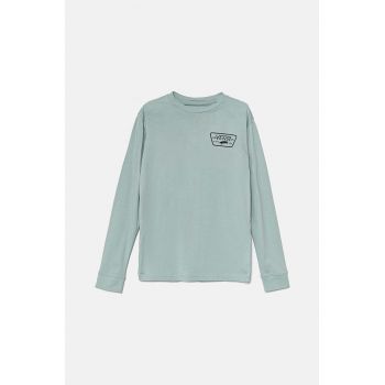 Vans longsleeve din bumbac pentru copii Full Patch Back culoarea turcoaz, cu imprimeu, VN000JCTDAZ1