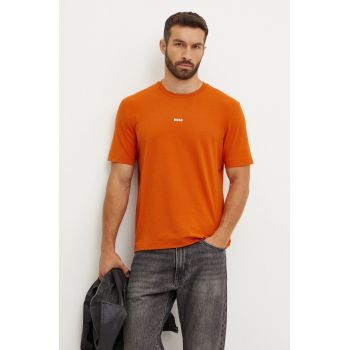 BOSS tricou BOSS ORANGE barbati, culoarea portocaliu, neted, 50473278