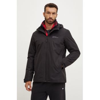 Jack Wolfskin jacheta de exterior Taubenberg 3in1 culoarea negru