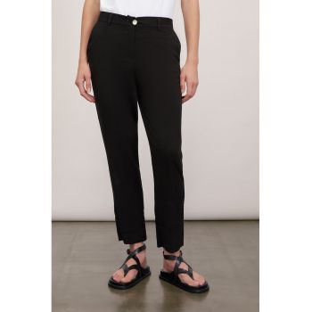 Pantaloni crop din amestec de in