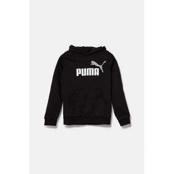 Puma bluza copii culoarea gri, cu glugă, cu imprimeu