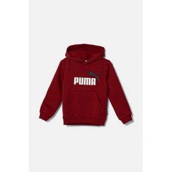 Puma bluza copii culoarea rosu, cu glugă, cu imprimeu