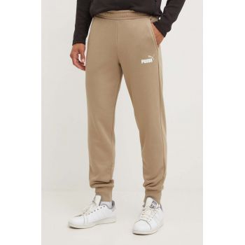 Puma pantaloni de trening culoarea bej, neted