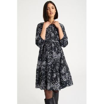 Rochie evazata cu model floral