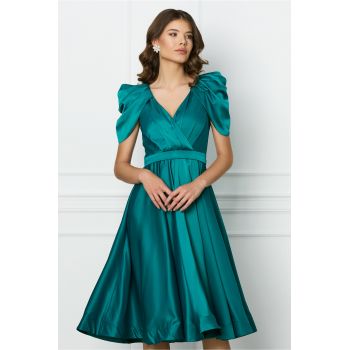 Rochie MBG verde clos din satin