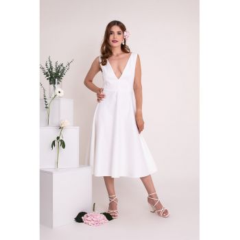 Rochie midi evazata cu decolteu adanc in V Erini