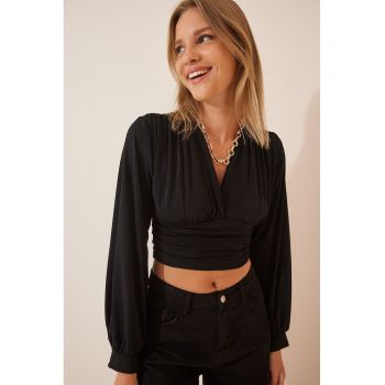 Bluza crop cu decolteu in V