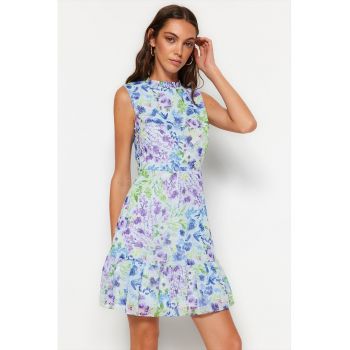 Rochie evazata cu imprimeu floral