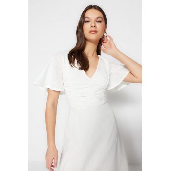 Rochie midi cu croiala in A si decolteu in V